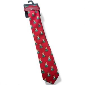 ST. NICHOLAS SQUARE CHRISTMAS TIE - FOX IN SWEATERS - NEW WITH TAGS